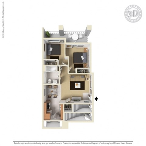 Floor plan for 2 beds, 1 bath, 785 sqft